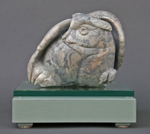 Caught in the Act, a dendritic soapstone owl by Clarence P. Cameron of Madison, Wisconsin