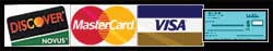 Pay by Mastercard, VISA, Discover, Check or PayPal