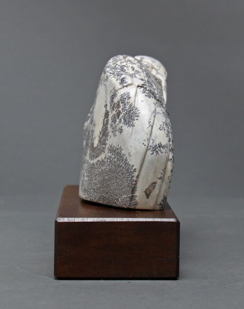A view of the other side of dendritic Soapstone Owl #20 by Clarence P. Cameron of Madison, Wisconsin