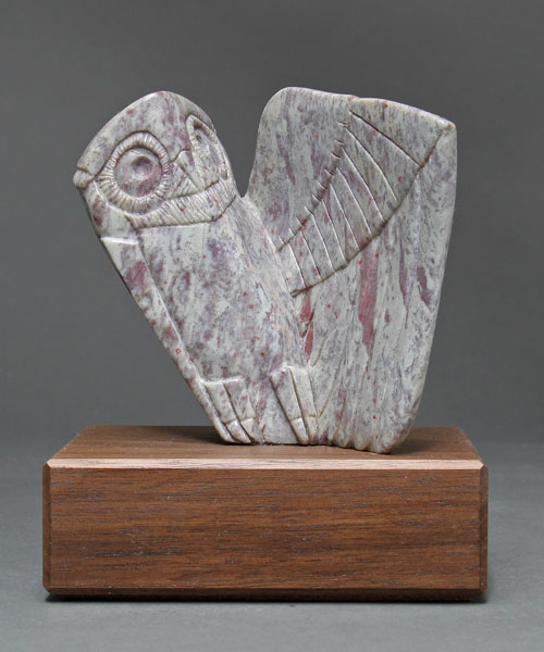 A larger photo of the front of Soapstone Owl #23F by Clarence Cameron, Madison, Wisconsin