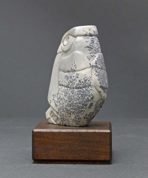 A view of the back of Soapstone Owl #16F