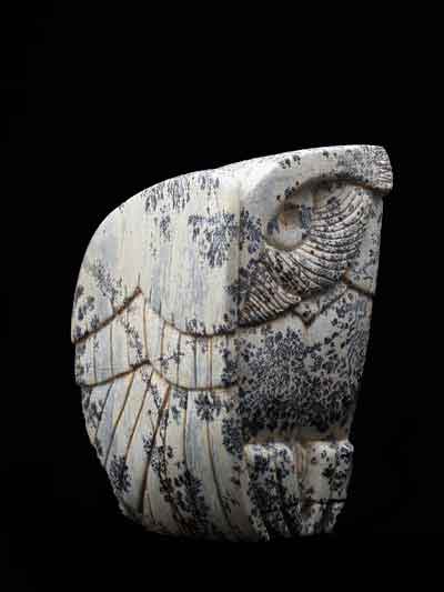 A larger photo of the front of Soapstone Owl #2C by Clarence P. Cameron of Madison, Wisconsin