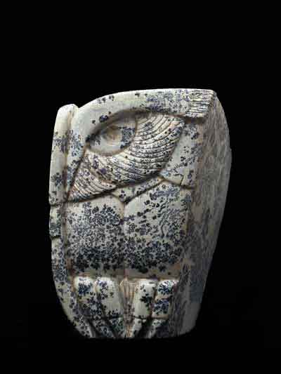 A view of one side of Soapstone Owl #2C