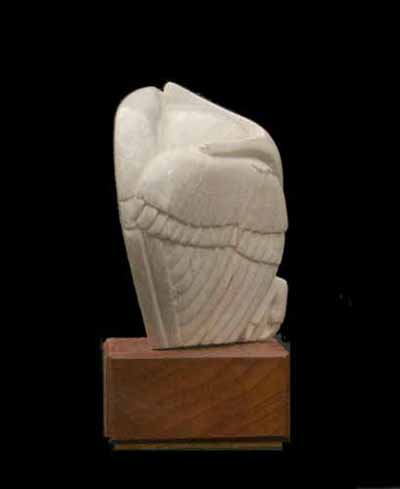 A larger photo of the other side of Soapstone Owl #22C by Clarence P. Cameron of Madison, Wisconsin