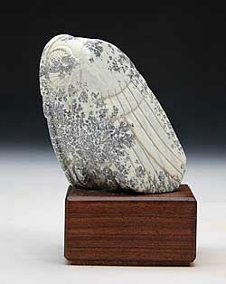 A photo of Soapstone Owl #14C, an owl carved by Clarence P. Cameron of Madison, Wisconsin