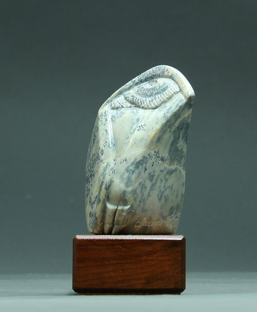 A side view of Soapstone Owl #15