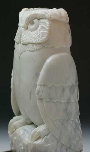 Another large photo, side view, of Soapstone Owl #1C