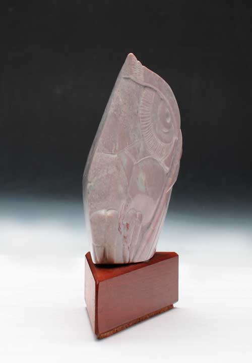 A side view of Soapstone Owl #23L
