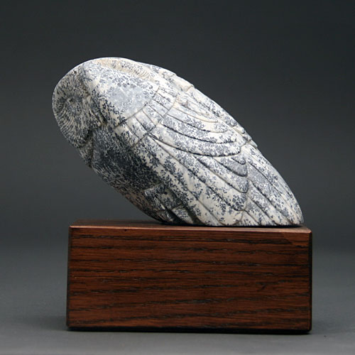 A straight-on view of Soapstone Owl #12F