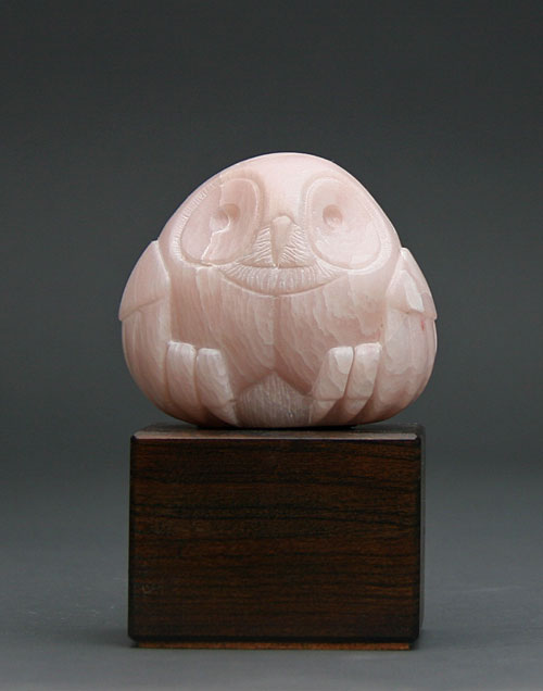 A larger image of Soapstone Owl #6C - A carving in Chinese translucent soapstone by Clarence P. Cameron