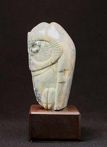 A side view of Soapstone Owl #26