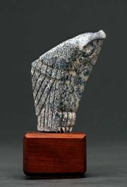Soapstone Owl #13C, a dendritic soapstone carving by Clarence P. Cameron