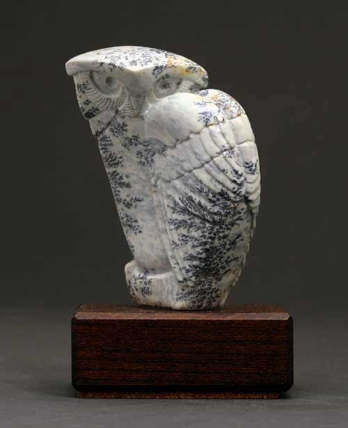 A larger photo of the front of Soapstone Owl #3C by Clarence P. Cameron of Madison, Wisconsin