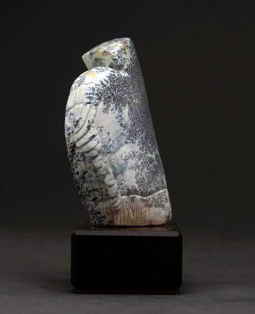 A side view of Soapstone Owl #3C