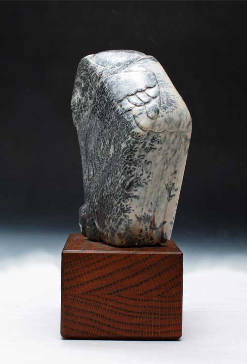 A view of one side of Soapstone Owl #5C