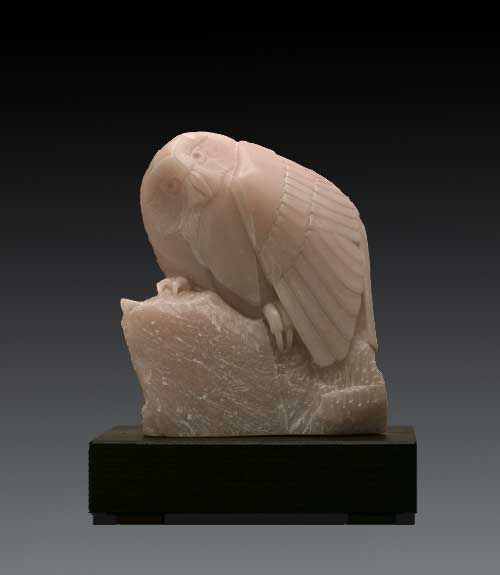 A larger photo of The other side view of Soapstone Owl, My Pink Hibou by Clarence P. Cameron, Madison, Wisconsin
