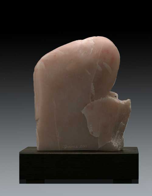A view of the back of The other side view of Soapstone Owl, My Pink Hibou