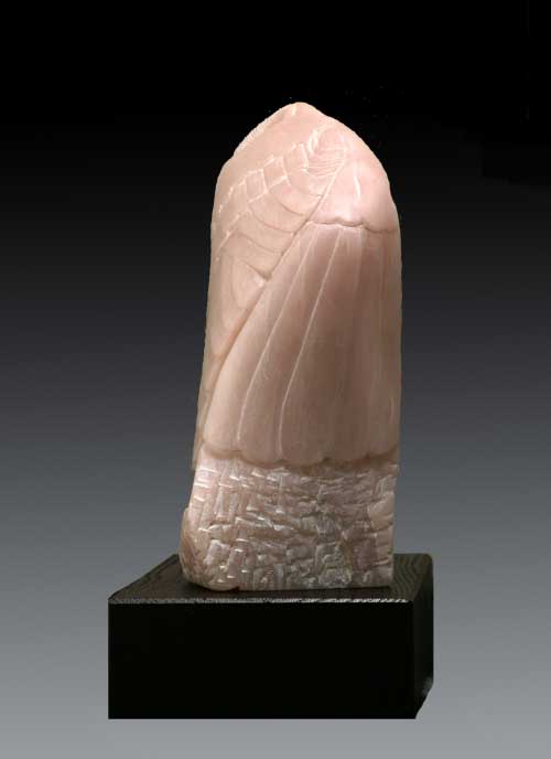 A side view of The other side view of Soapstone Owl, My Pink Hibou, by Clarence P. Cameron