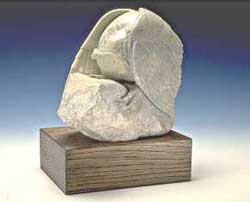 A photo of Fight or Flight, a dendritic soapstone sculpture by Clarence P. Cameron