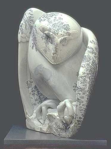 Midnight Mouser, a soapstone sculpture in the 1997 Birds in Art exhibition in Wausau, Wisconsin