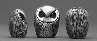 Another view of Pewter Owls #54, #55, and #56